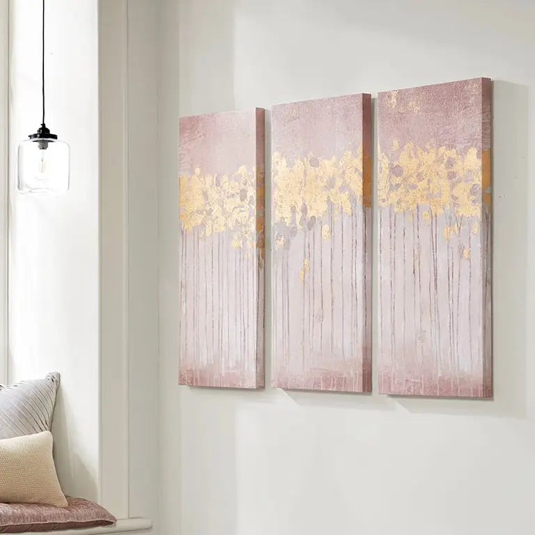 Twilight Forest Pink Rose Gold Wall Decor Canvas Art