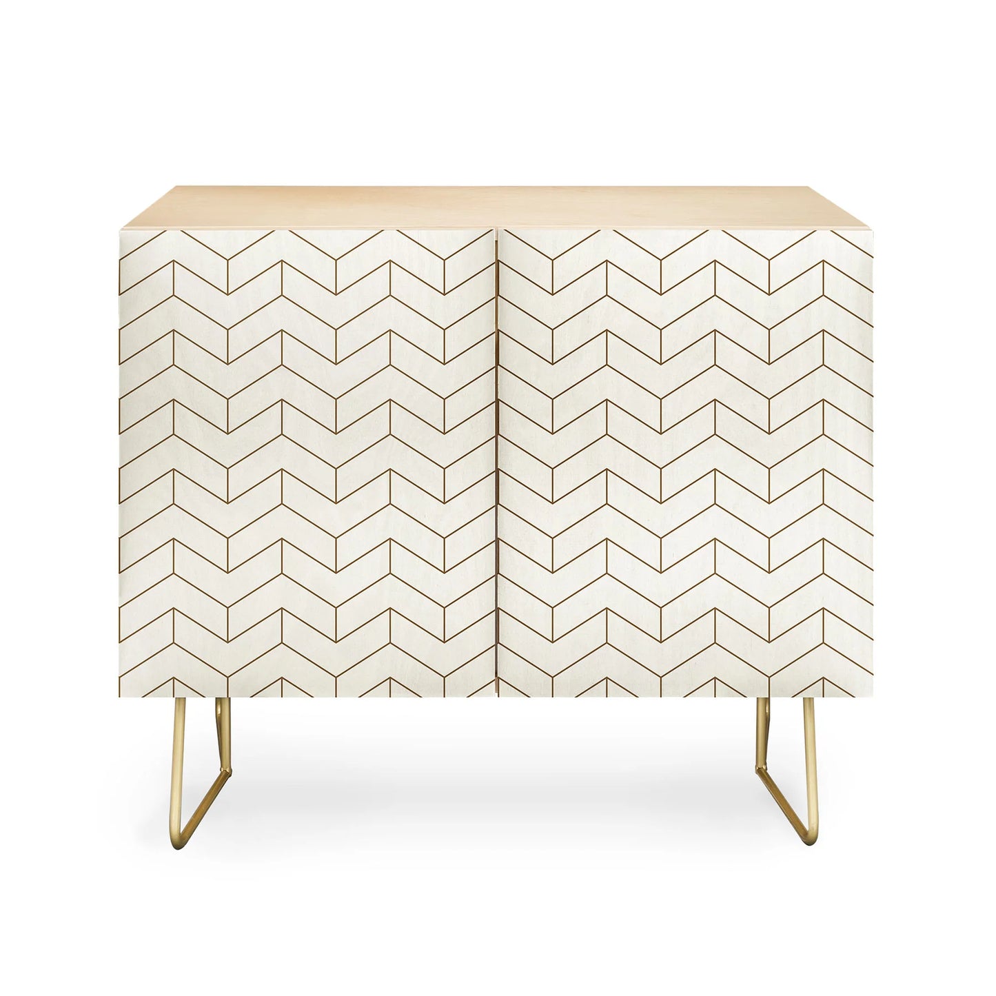 Simple Linear Geometry Cream Credenza