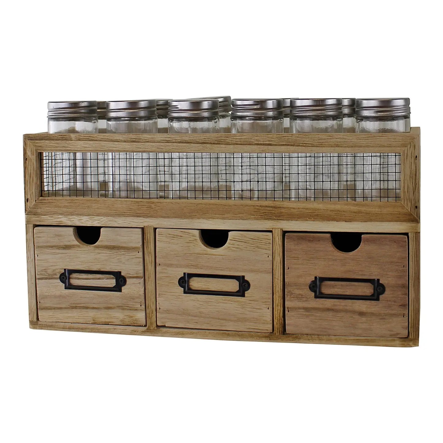 12 Jar Freestanding Spice Rack & 3 Drawer Cabinet