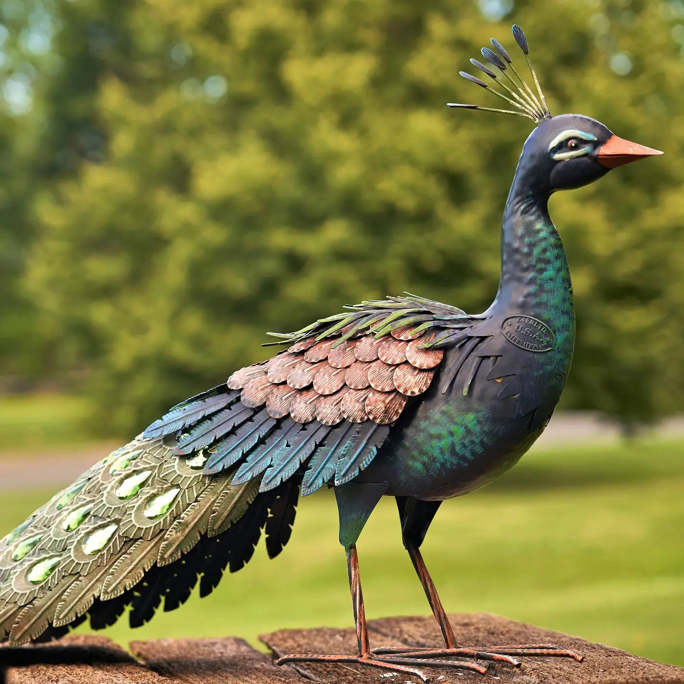 Elegant Iron Peacock W/Acrylic Jewel Detail in 3 Asst Styles
