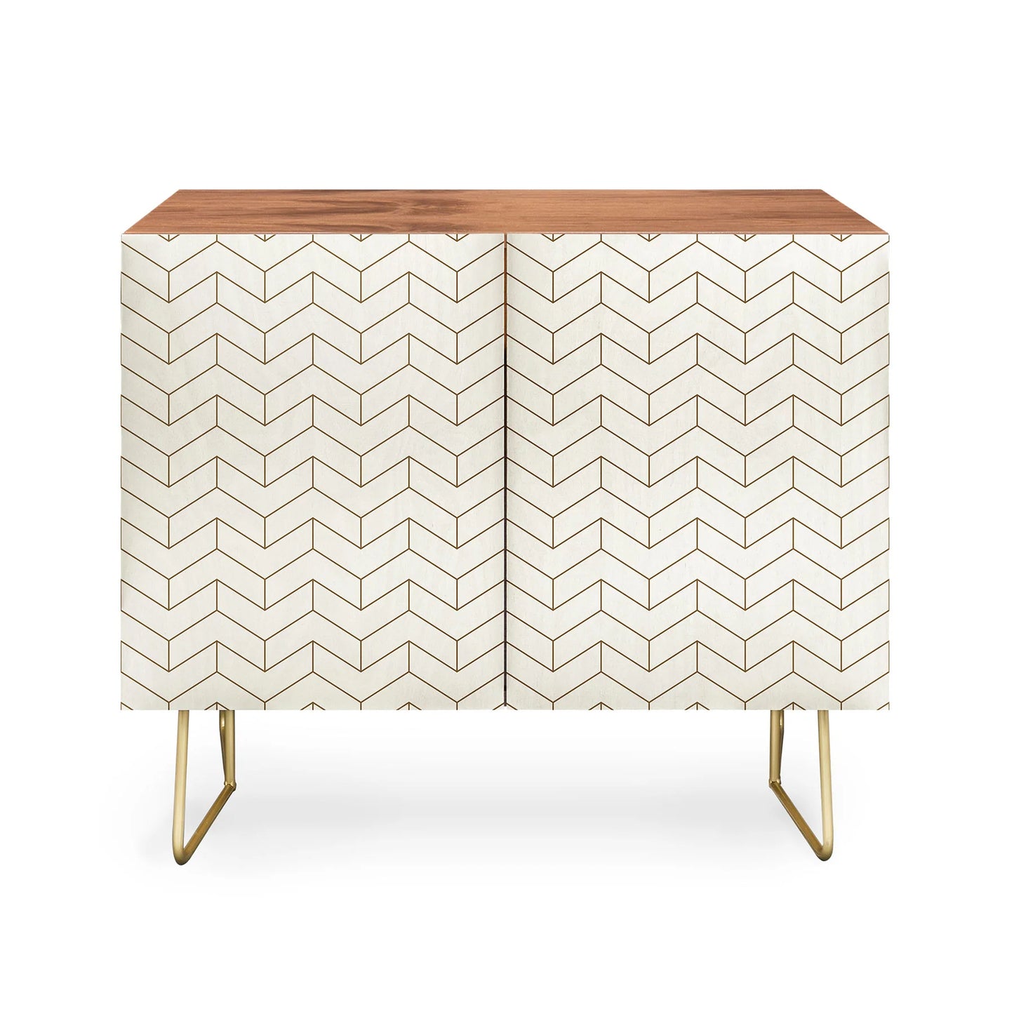 Simple Linear Geometry Cream Credenza