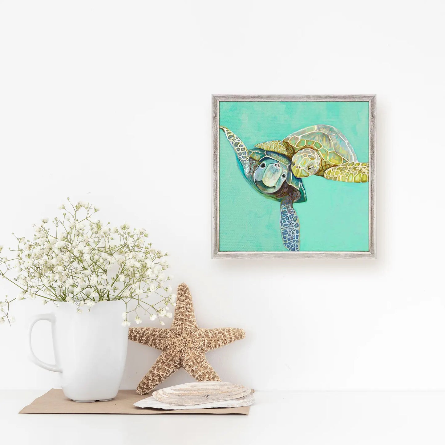 Sea Turtle Honeymoon By Cathy Walters Mini Framed Canvas