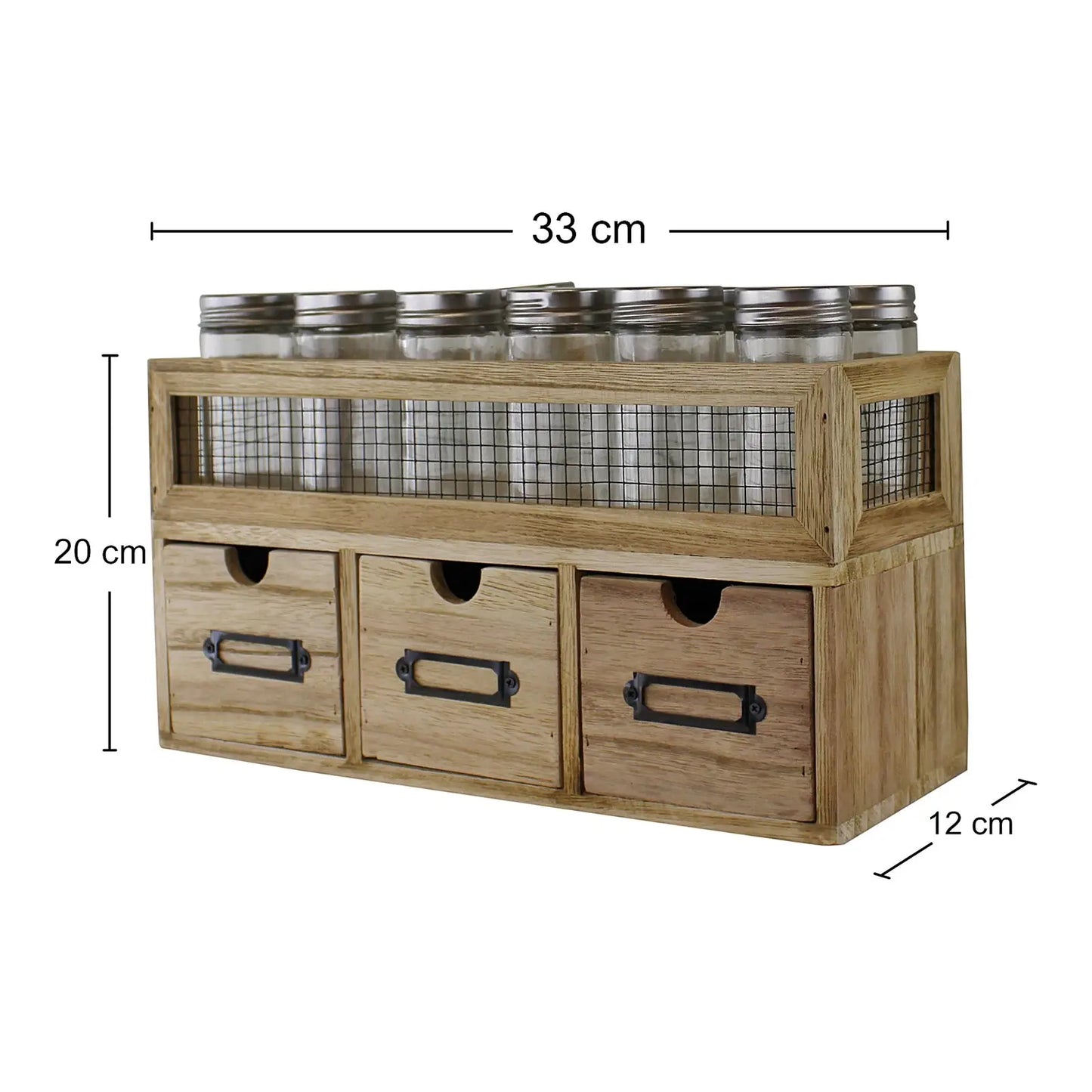 12 Jar Freestanding Spice Rack & 3 Drawer Cabinet