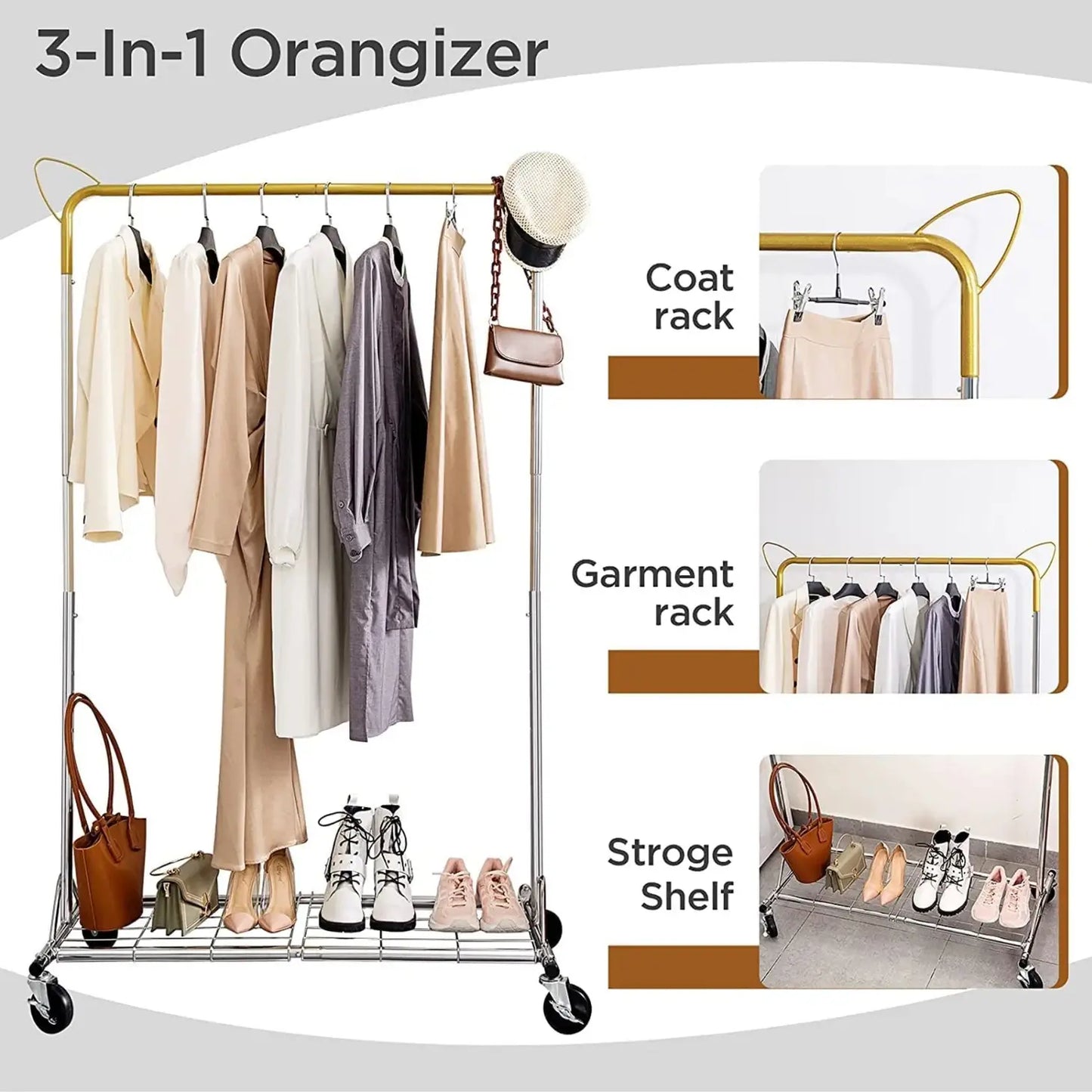 Clothes Garment Rack Hanging Clothes Rack with shelves