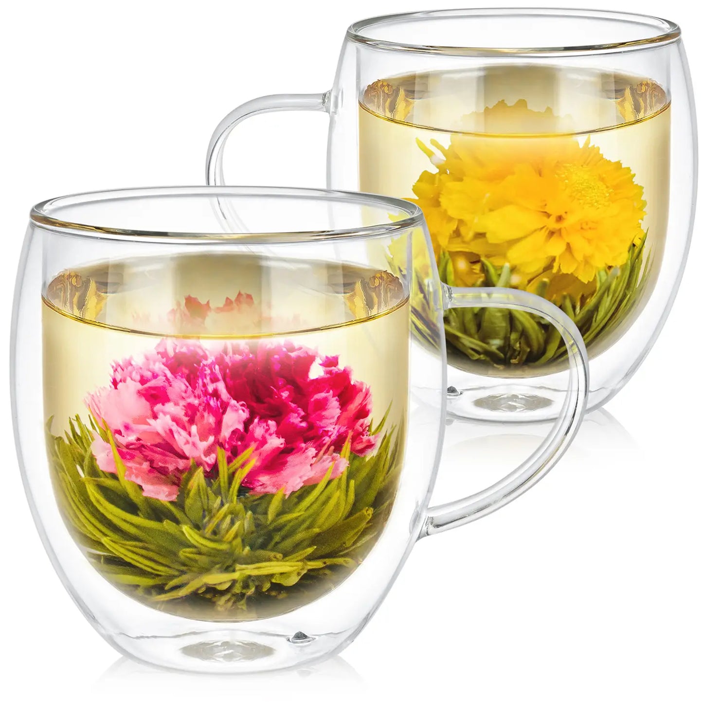 Teabloom Oversized Insulated Borosilicate Glass Mugs -17 oz
