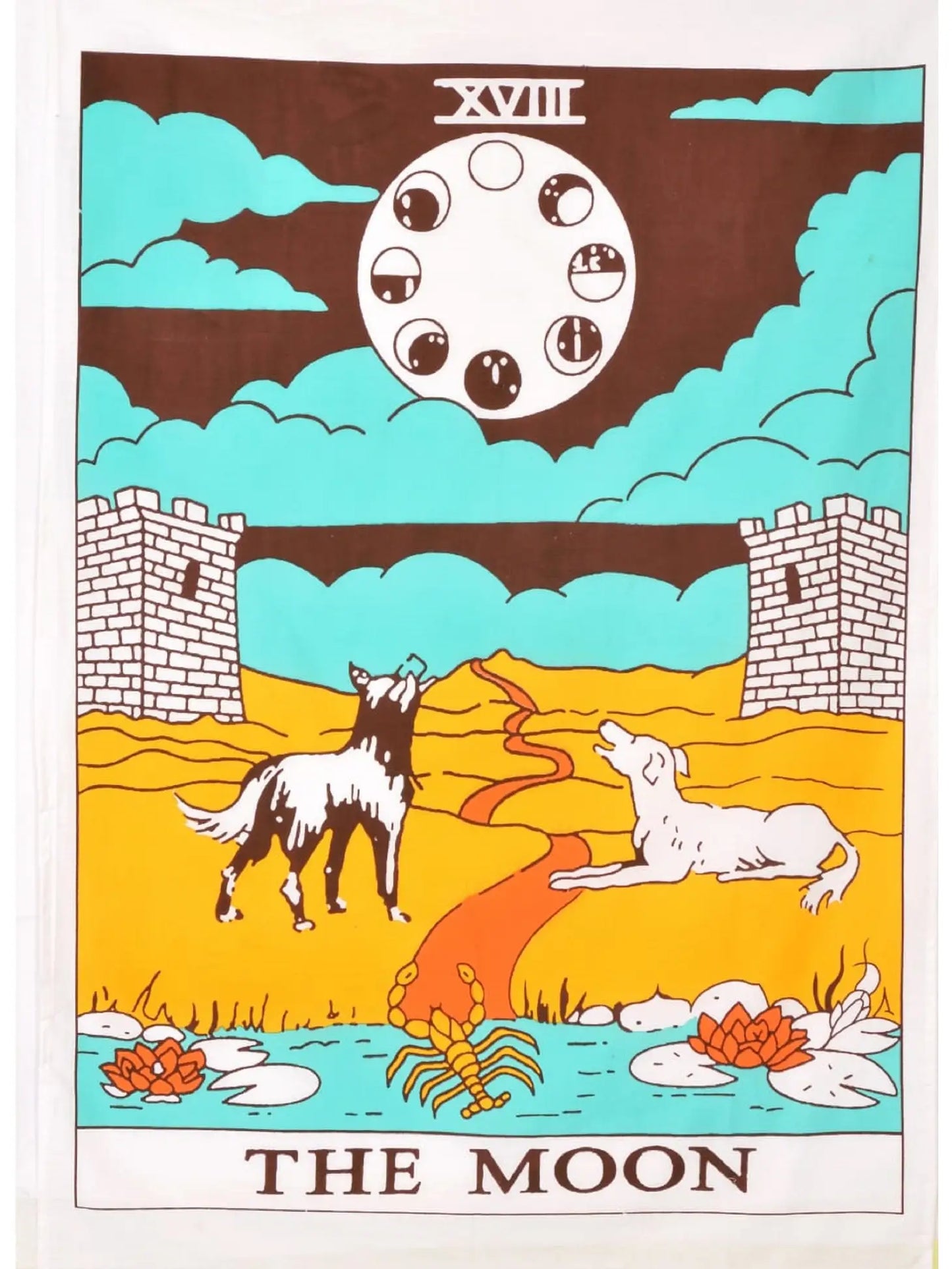 Tarot Tapestry 30" X 40" Moon wall Tapestry Medieval Europe