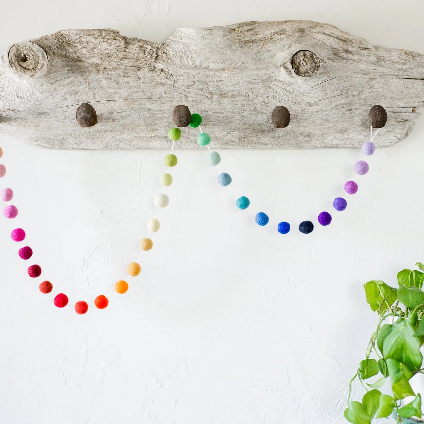 Rainbow Ombre Felt Ball Garland 4ft