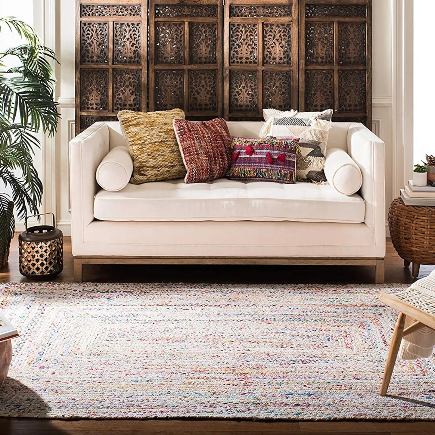Handmade Braided Cotton & Jute Chindi Multicolor Area Rugs