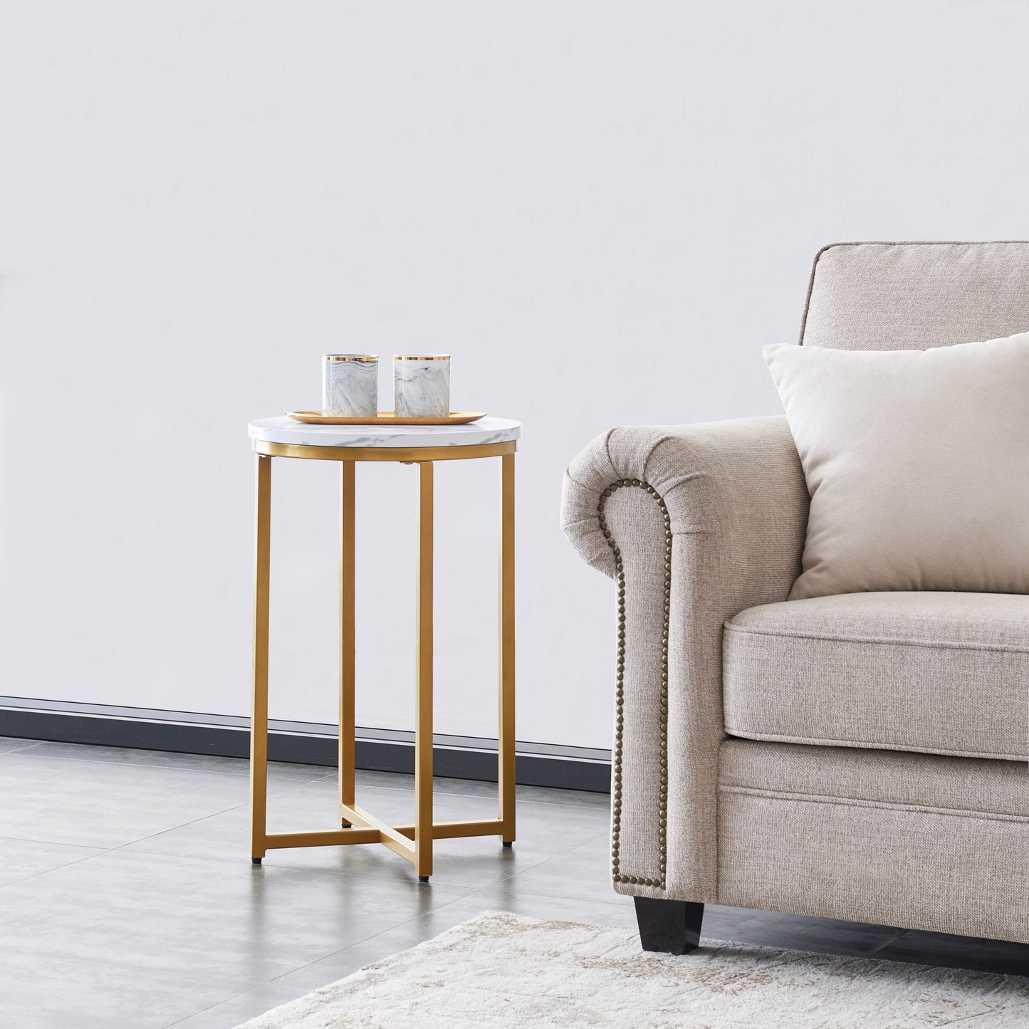 Gold and White Side Table