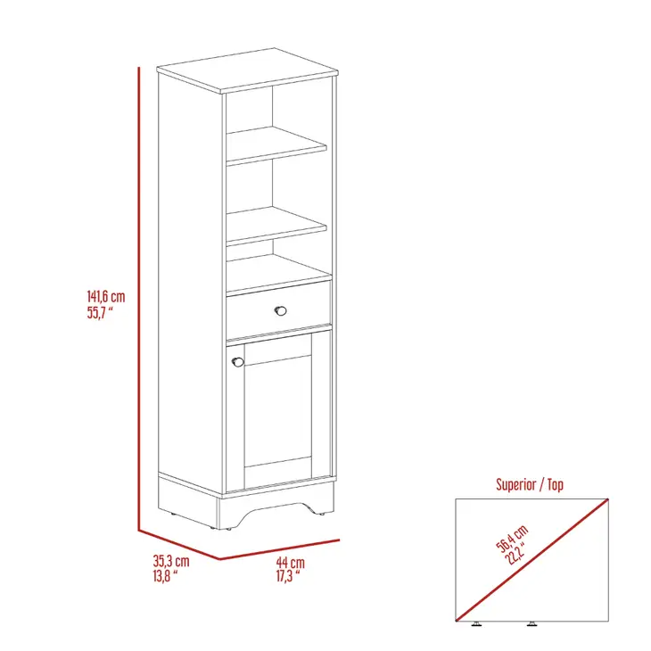 Alaskan Tall Linen Cabinet, with Three Storage Shelves, Single Door Cabinet