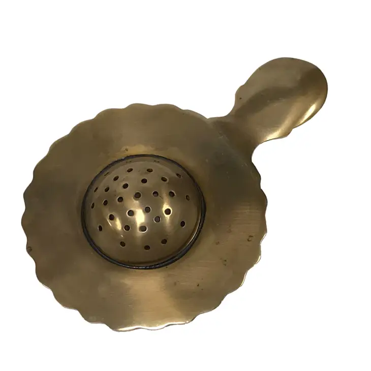 5-1/4" Antiqued Brass Tea Strainer- Antique Vintage Style