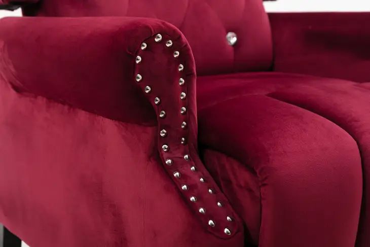Diamond Tufted Wingback Armchair, Dark Red