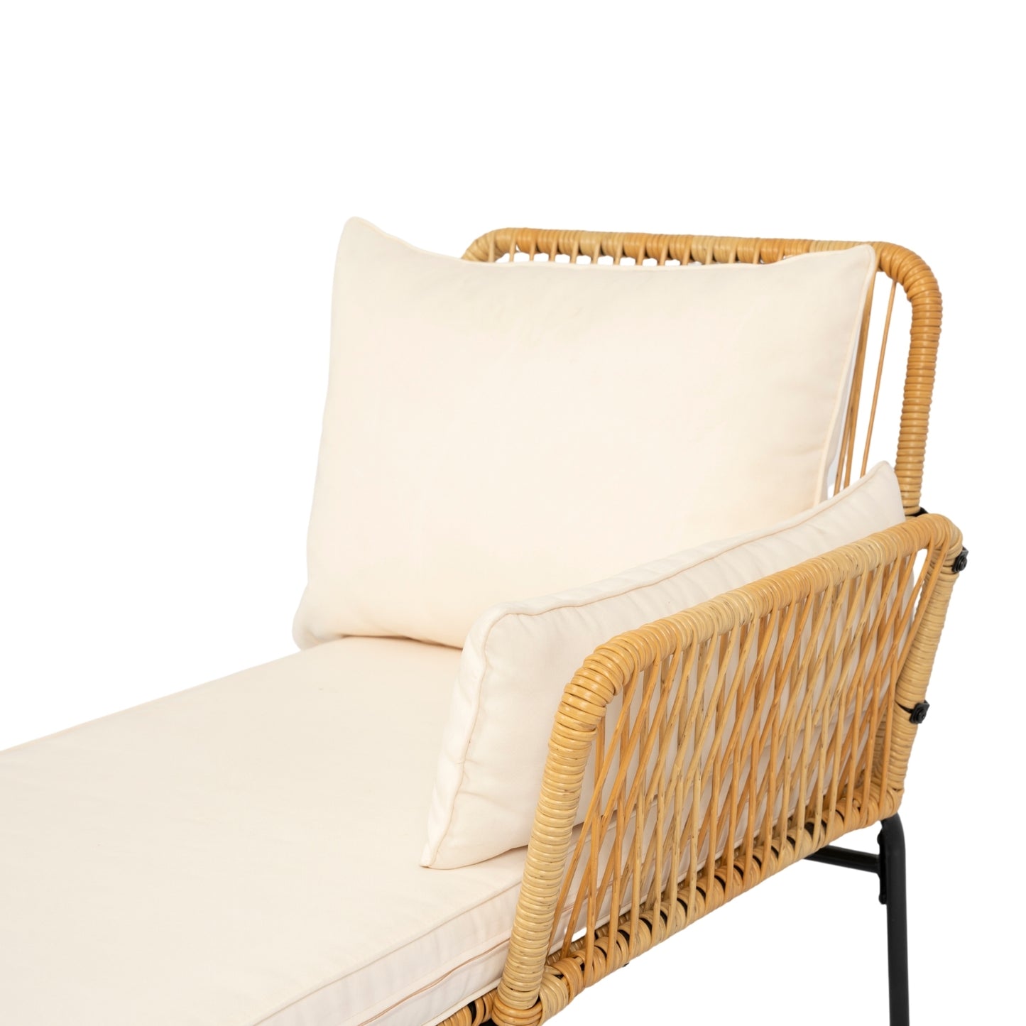 Modern 3-Piece Patio Furniture Set -Yellow Wicker + Creme Cushion