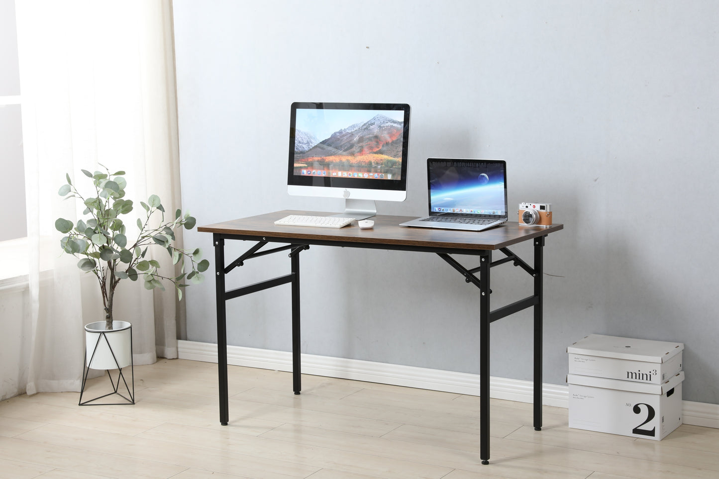 Folding table desk  31.5x15.7 inches  computer Workstation No Install  BLACK