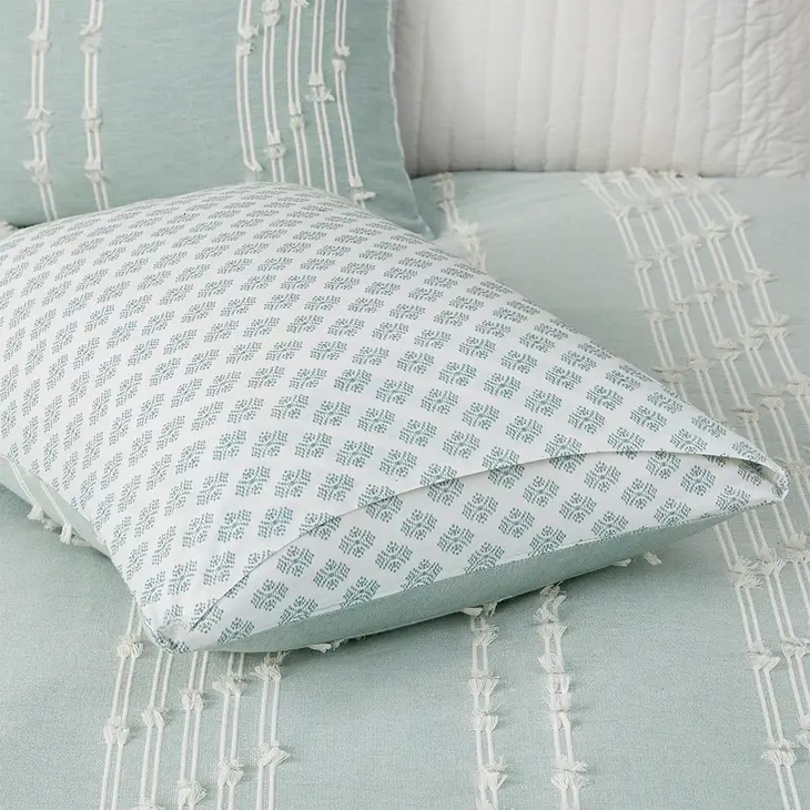 Jacquard Stripe Comforter/Duvet Cover Mini Set, Blue