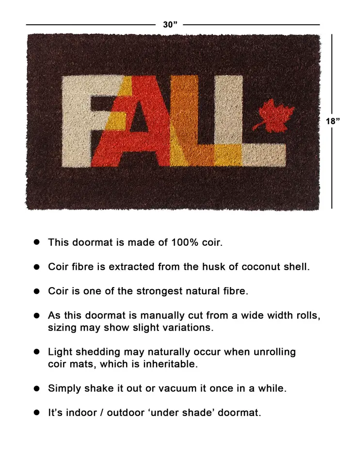 Machine Tufted Fall Doormat, 18" X 30"