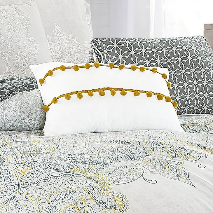 Floral Jacquard Modern Creame Comforter - 7 Piece Set