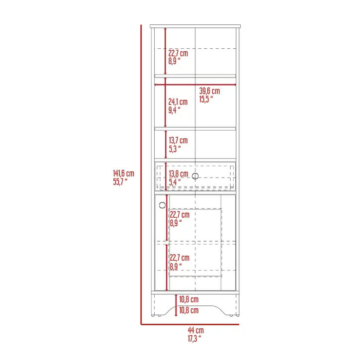 Alaskan Tall Linen Cabinet, with Three Storage Shelves, Single Door Cabinet