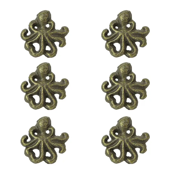 Rustic Bronze Cast Iron Octopus Drawer Pulls Set of 6