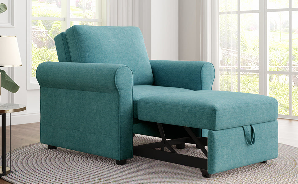 Teal 3-in-1 Convertible Sleeper Chair Bed