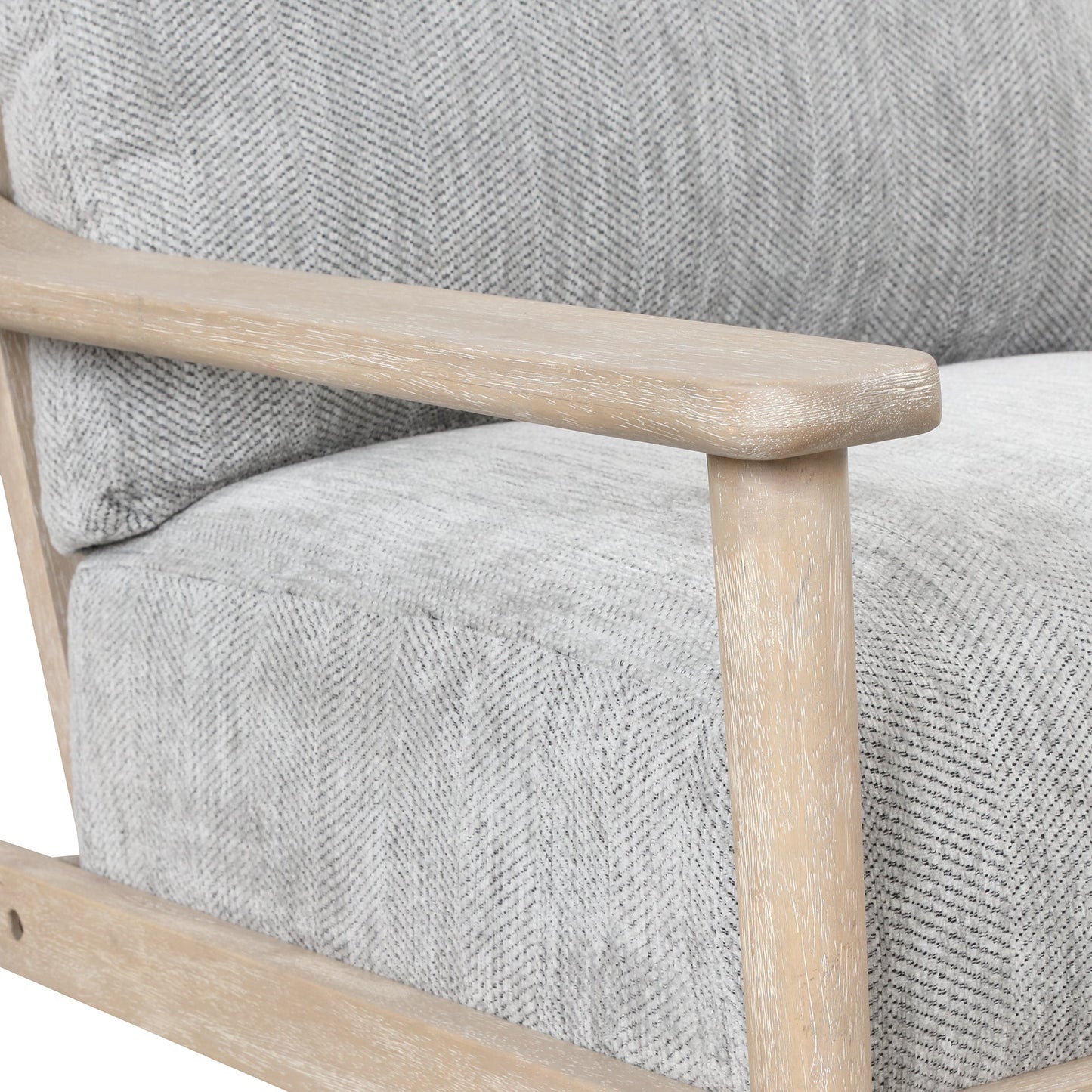 Natural Linen Upholsterd Accent Chair Arm Chair Set of 1 with Vertical Slatted Back