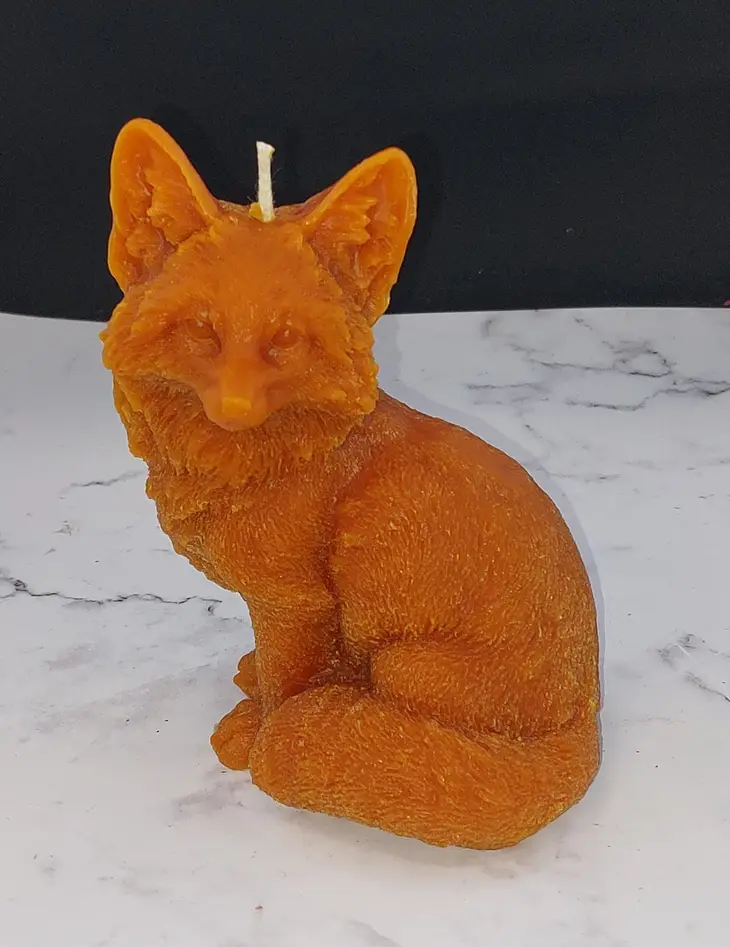 Large Fox Beeswax Candle