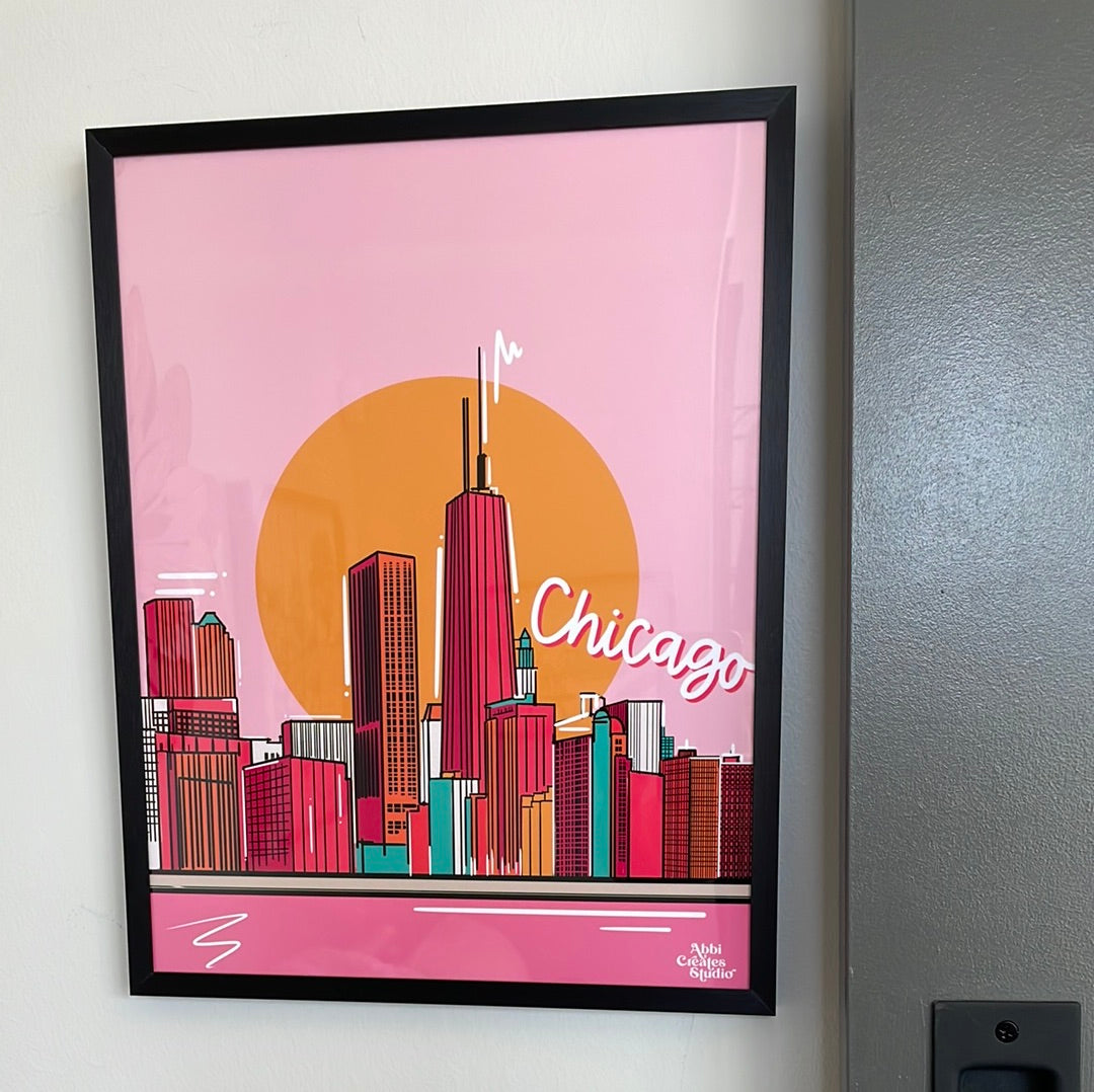 Framed 11x14 Downtown Chicago Skyline Art print