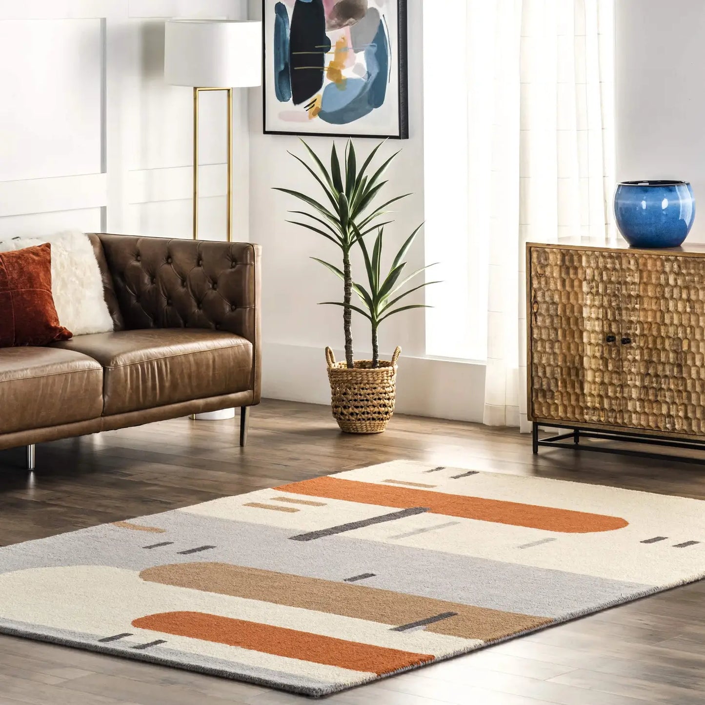Cori Wool Abstract Contemporary Area Rug