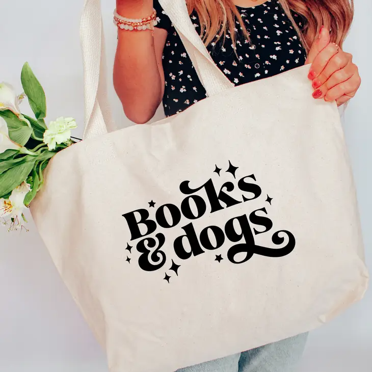 Books and Dogs Tote Bag