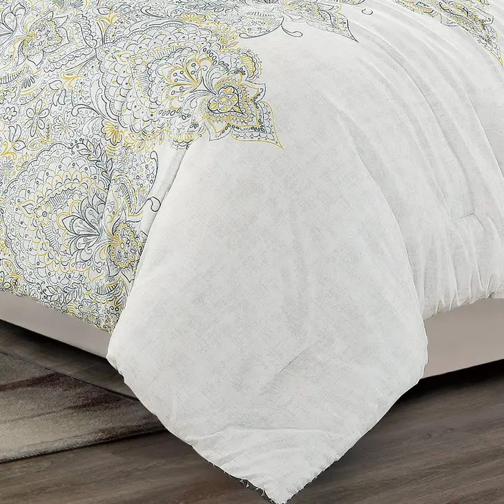 Floral Jacquard Modern Creame Comforter - 7 Piece Set