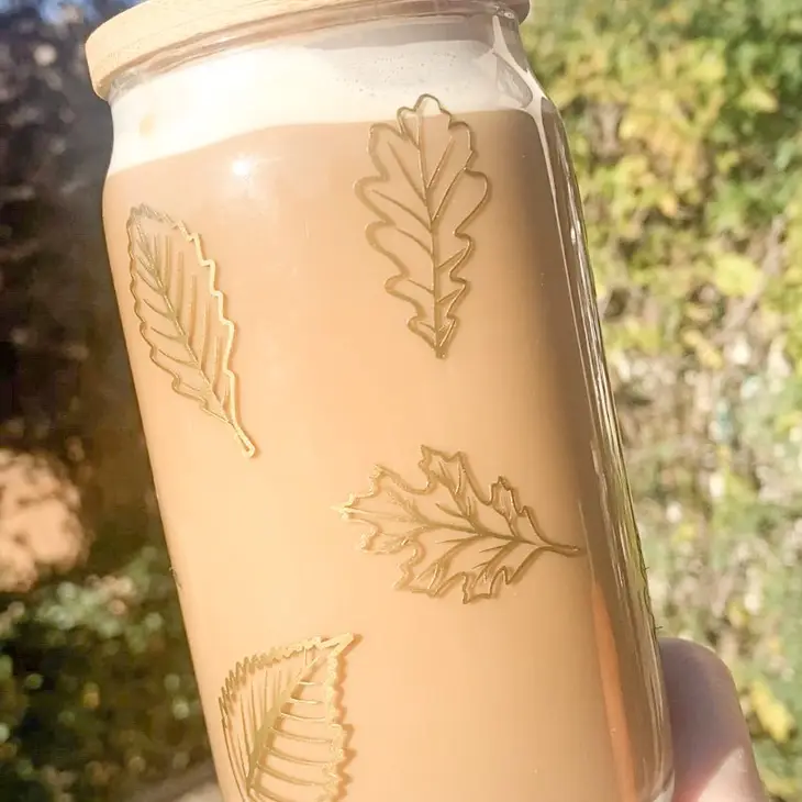 Fall Aesthetic Glass Coffee Cup