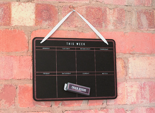 Hanging Chalkboard Weekly Planner with Chalk