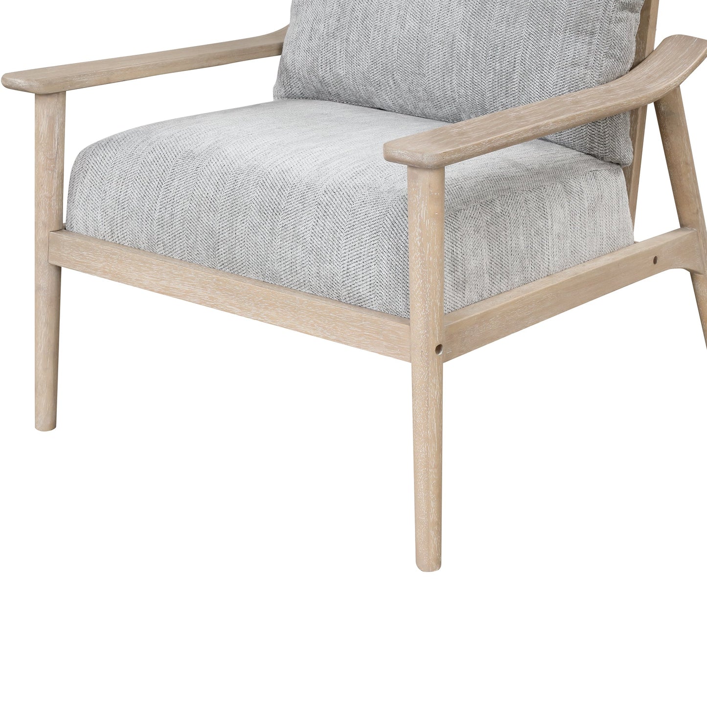 Natural Linen Upholsterd Accent Chair Arm Chair Set of 1 with Vertical Slatted Back