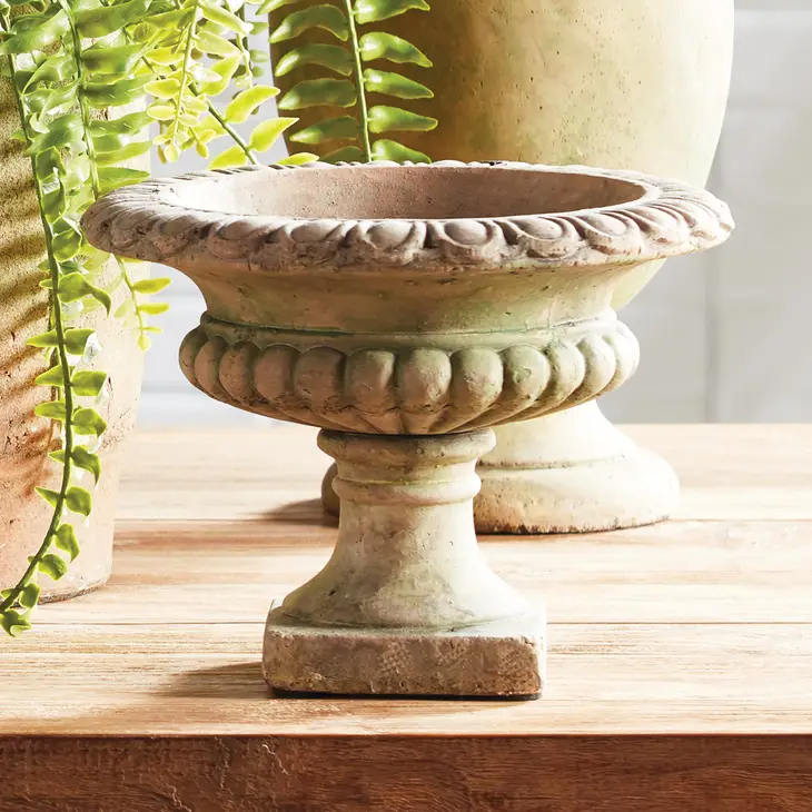Weathered Terracotta Garden Pedestal Urn
