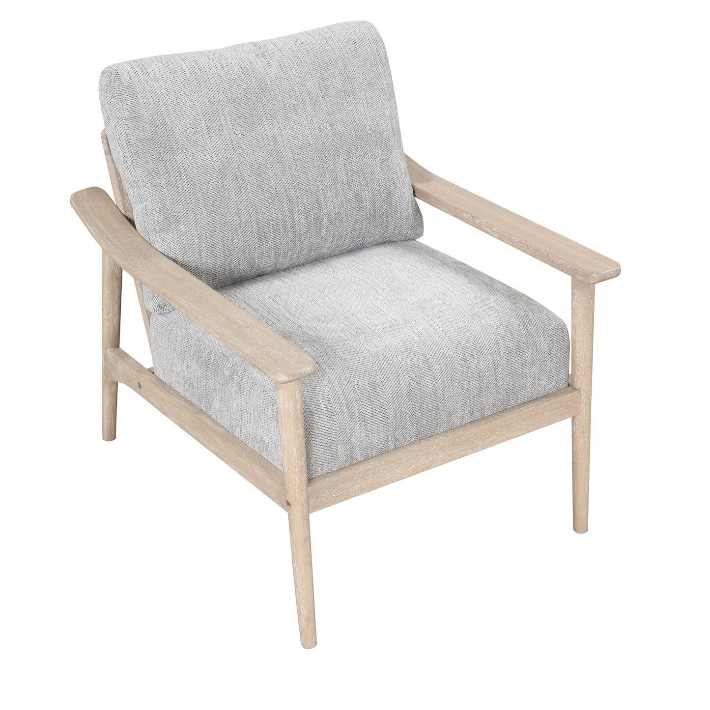 Natural Linen Upholsterd Accent Chair Arm Chair Set of 1 with Vertical Slatted Back