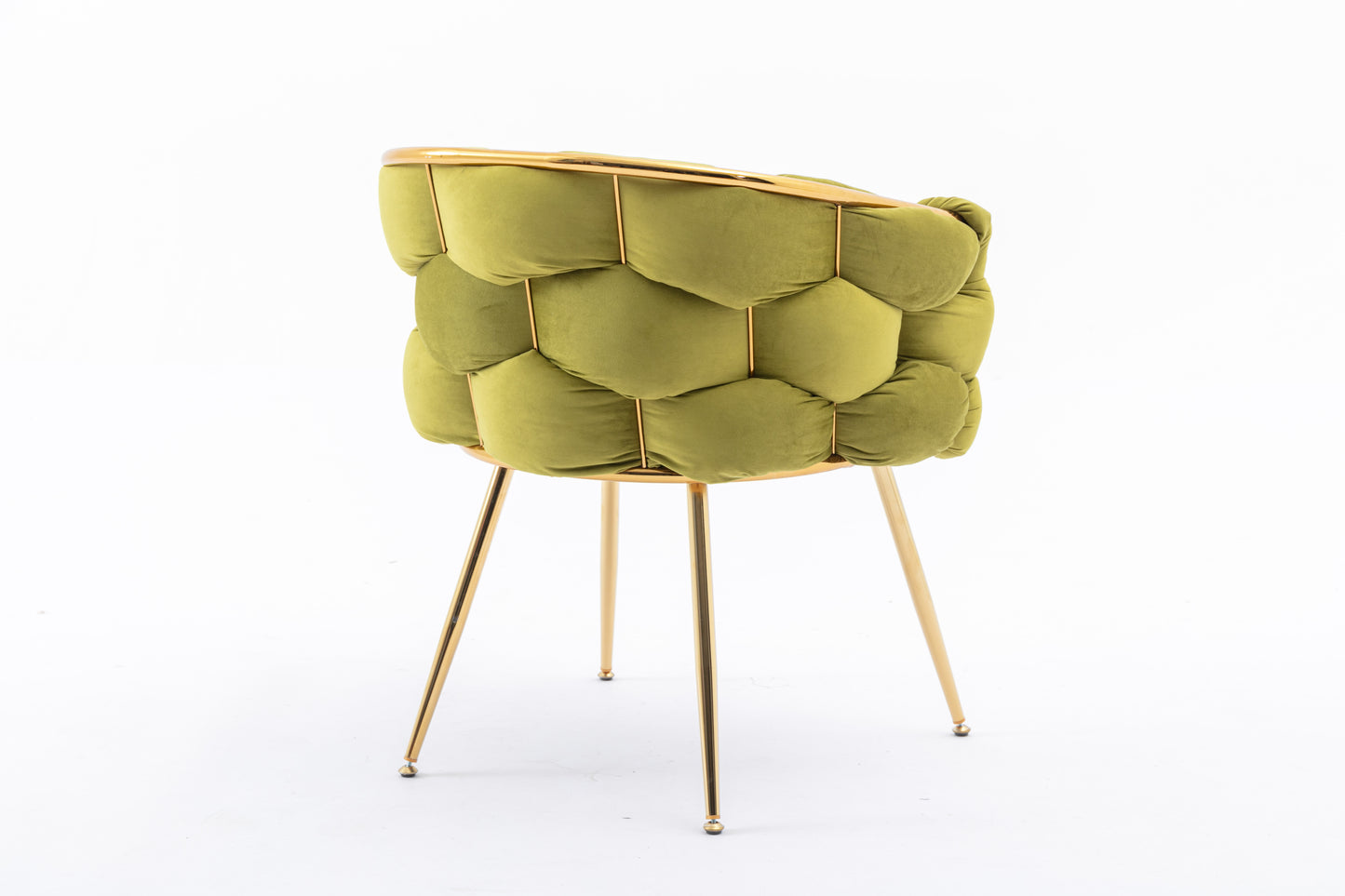 Olive Green Velvet Lounge Chairs: Set of 2