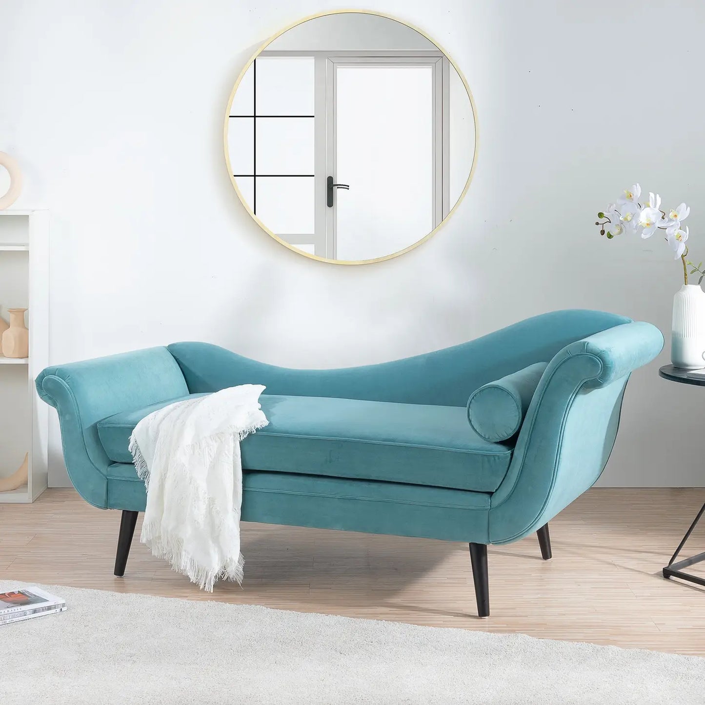 Chaise Lounge with Scroll Arms
