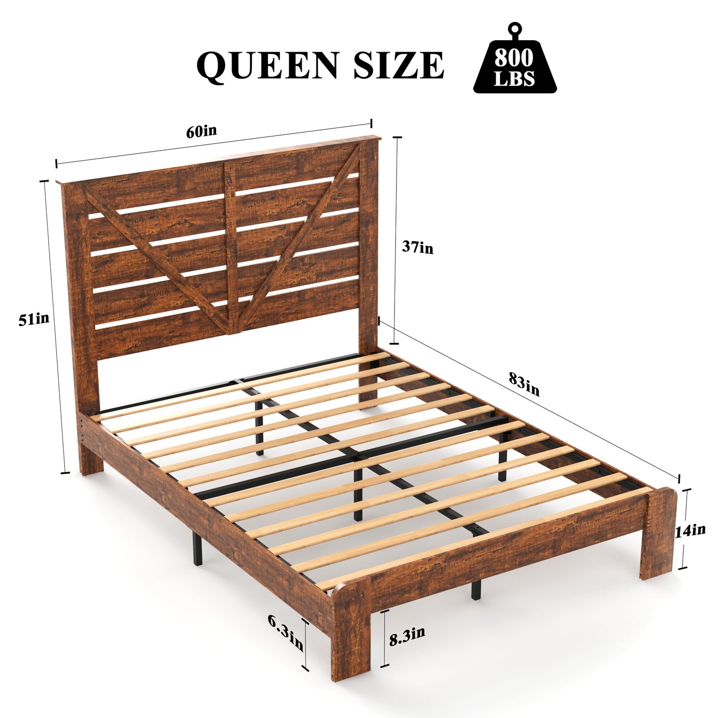 Camus Metal Platform Bed- Queen