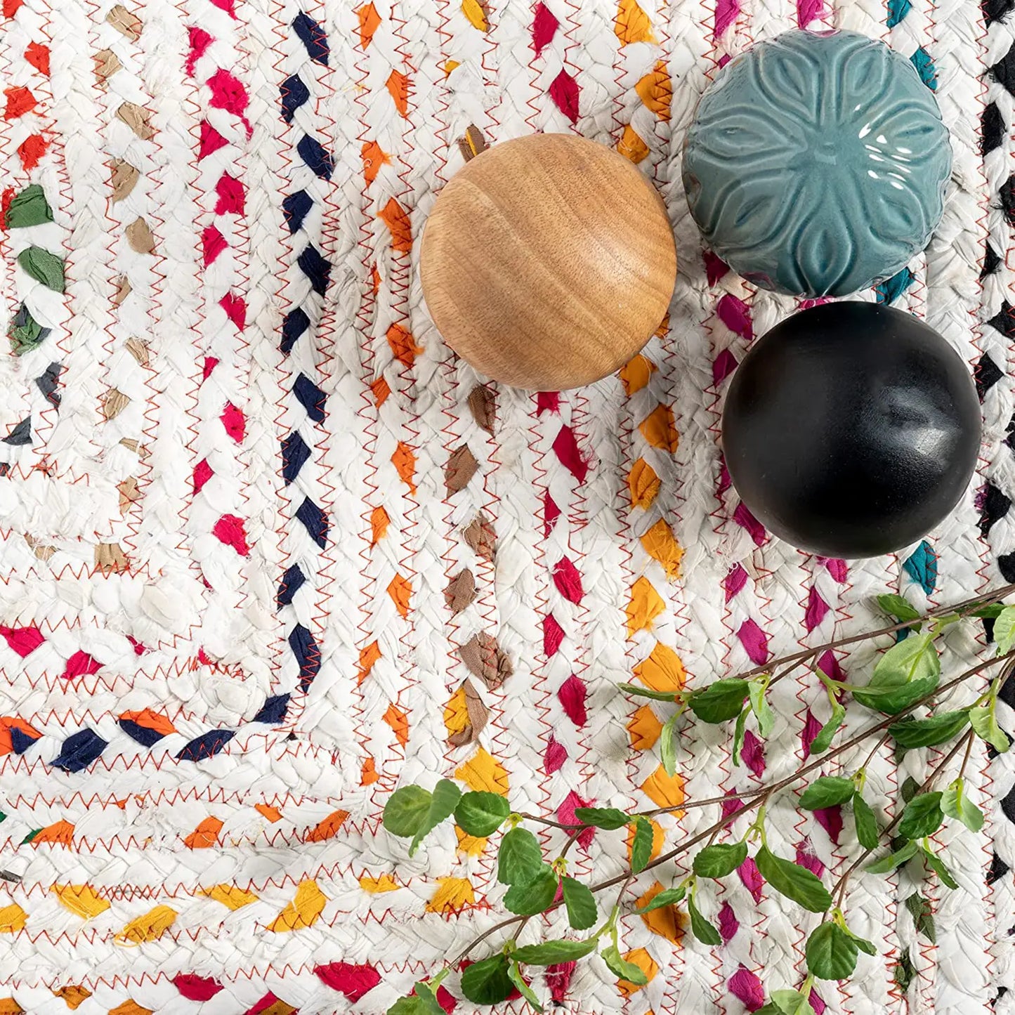 Handmade Braided Cotton & Jute Chindi Multicolor Area Rugs