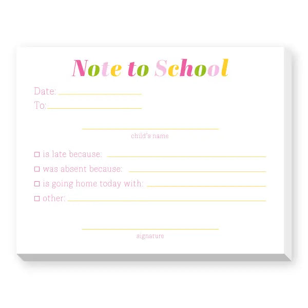 Pastel Note To School Dittie Notepad