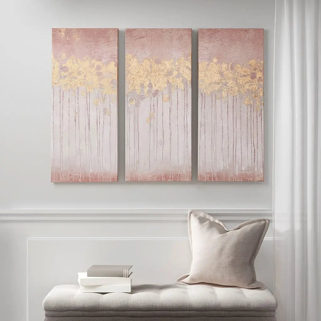 Twilight Forest Pink Rose Gold Wall Decor Canvas Art