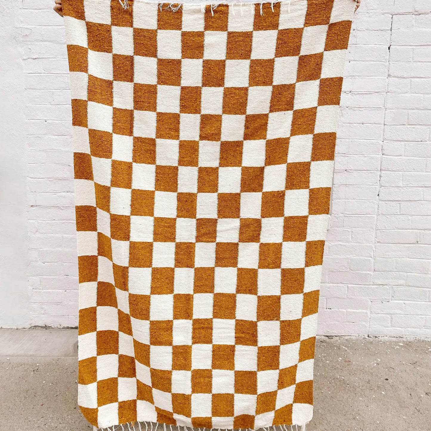 Gold & Cream - Heavyweight Checker Throw Blanket