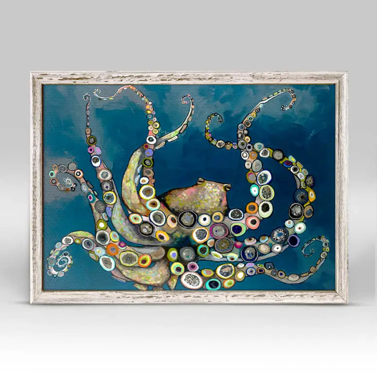 Octopus in the Deep Blue Sea By Eli Halpin Framed Canvas