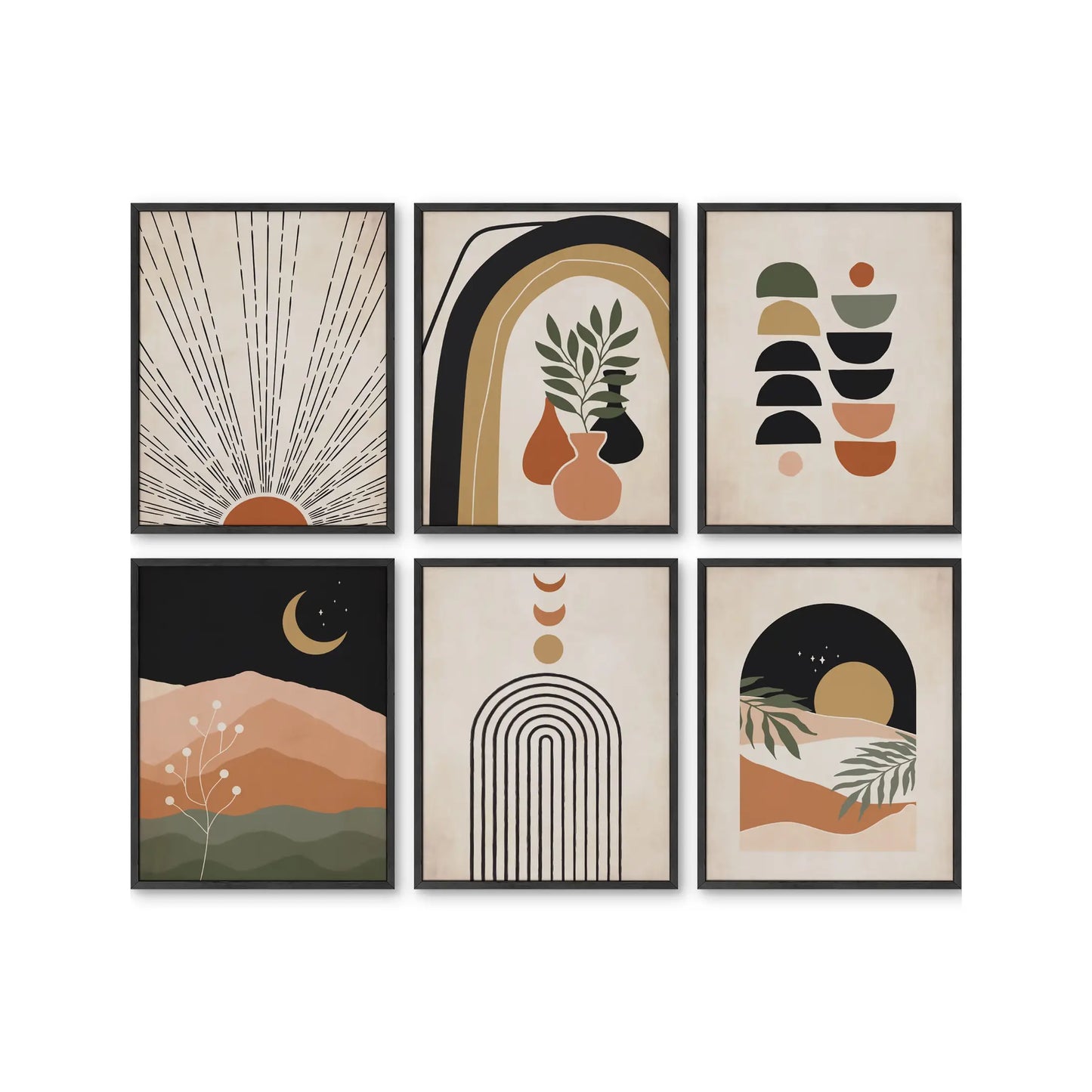 Unframed Mid-Century Terracotta Set 11x14