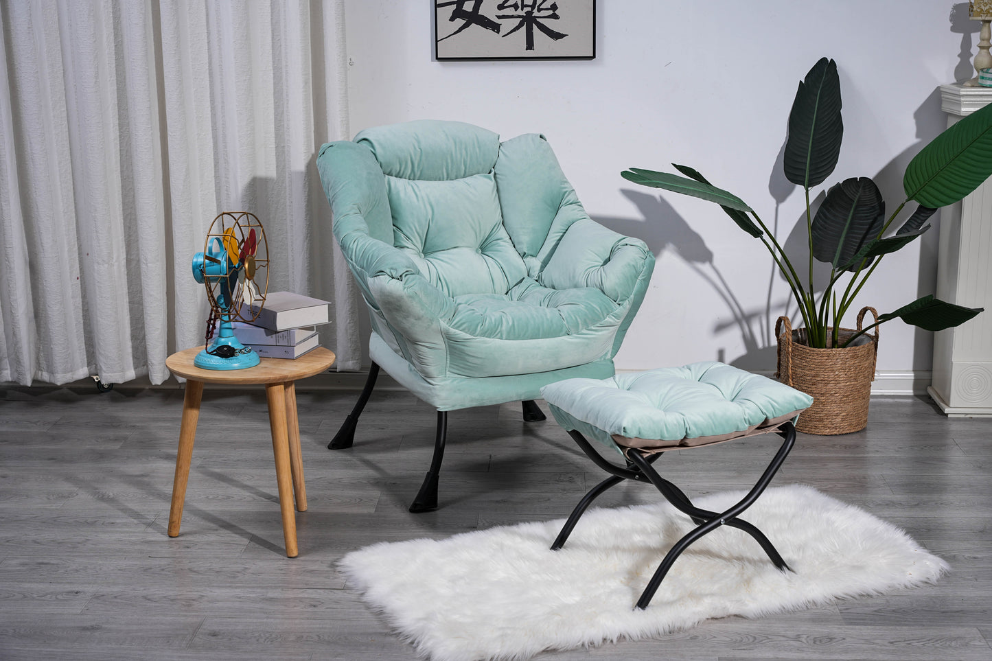 Modern Cotton Lounge Chair- Green