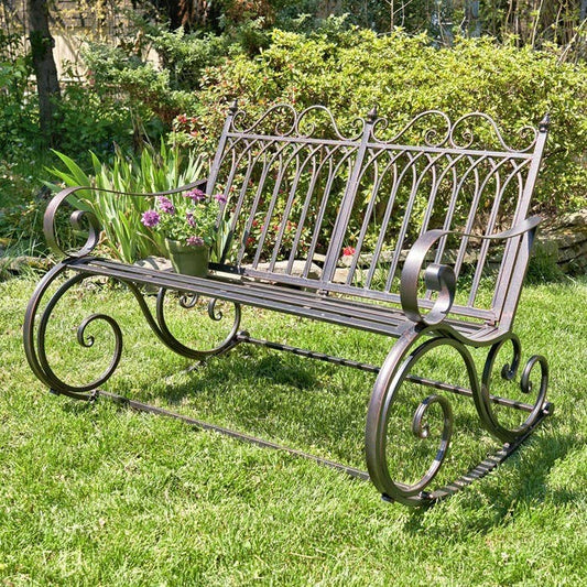 Iron Rocking Garden Bench "Tatiana" in Bronze